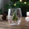 300ml Christmas Tree Pattern Movable Sequin Christmas Cup High Temperature Resistant Clear Double Wall Insulated