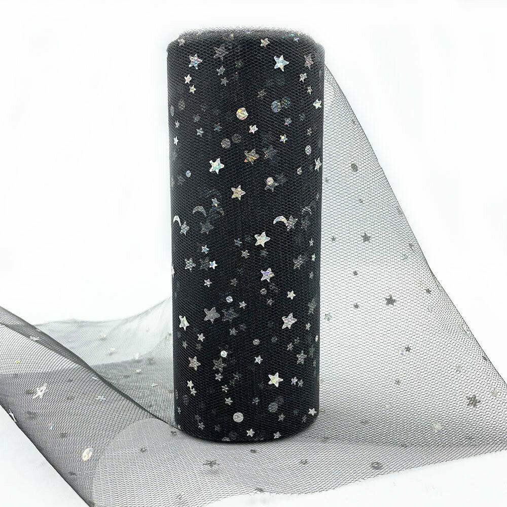 15cm x 10 Yards/Roll Star Moon Tulle Roll Fabric Spool Tutu Wedding Decoration Baby Shower Organza DIY Birthday Party Material