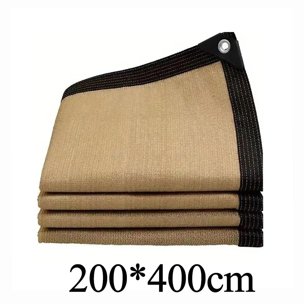 200x 400cm Summer Outdoor Shading Beige Shading Net Wrapped Perforated Shading Cloth Thickened Heat Insulation Net Shading Net