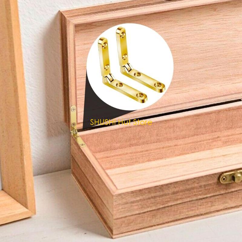 

20 Set Gold Boxes Hinges 90 Degree Hinges Set for Small Chests & Craft Projects D57B CN