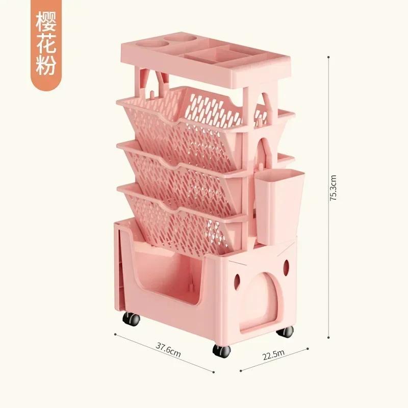Mobile Storage Rack Shelf with Wheels Multi-Layer Organizer Bookshelf Table Sundry Storage Study Cabinet Kitchen Storage