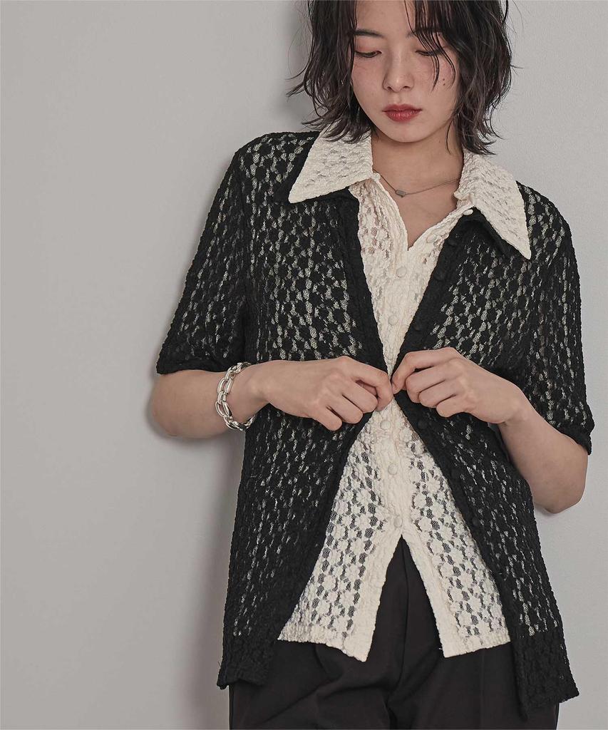 Miette Collared Lace Short Sleeve Top Free Black Women's RFJR2168, Size,