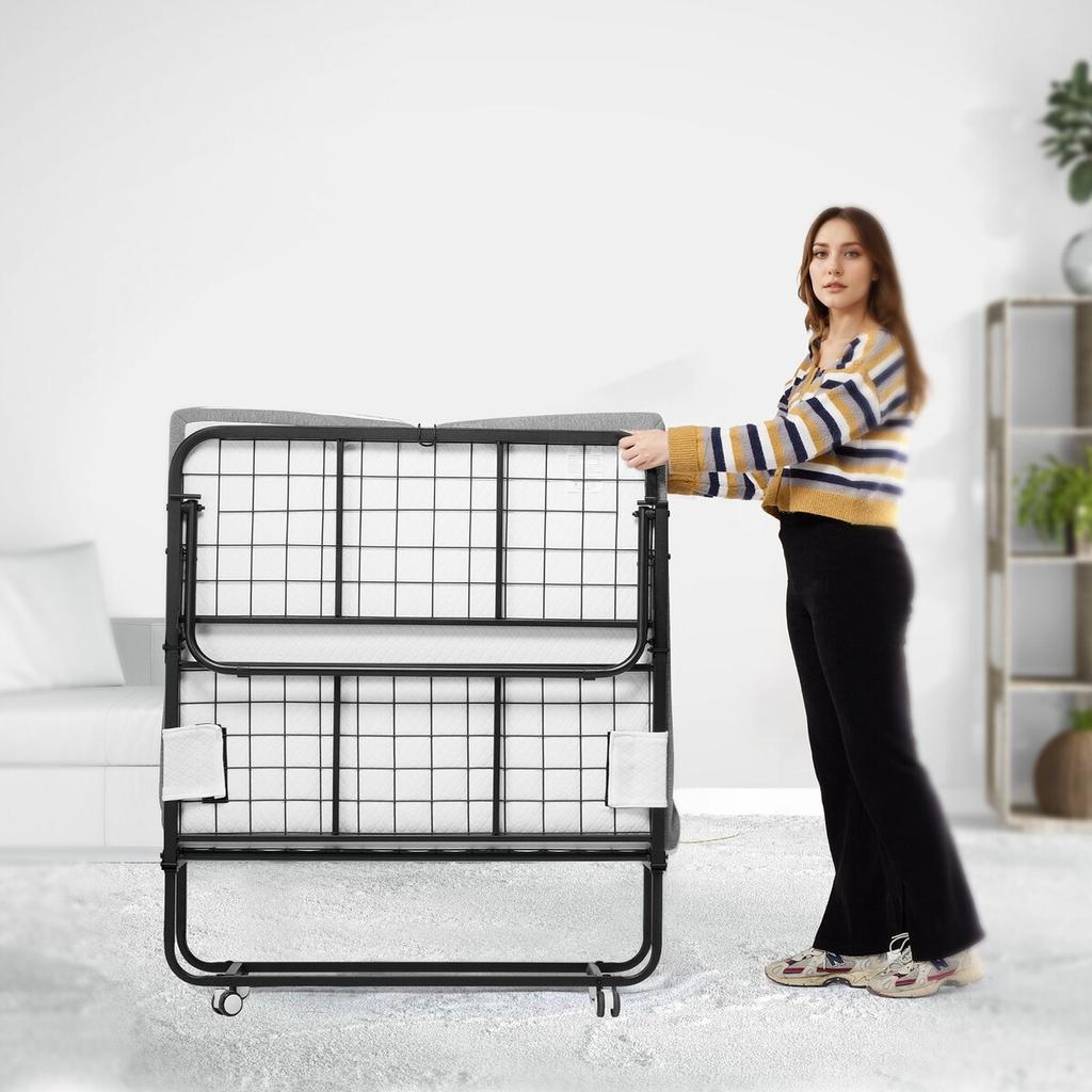 Rollaway Bed Folding Bed with 4 In Foam Mattress for Adults and Guest