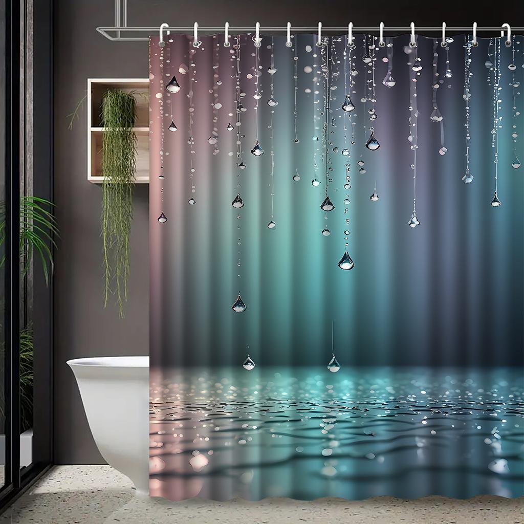 Douchegordijn Met Waterdruppels Ontwerp Waterdicht Badscherm Huisdecoratie 3D Printen Elegante Badkameraccessoires