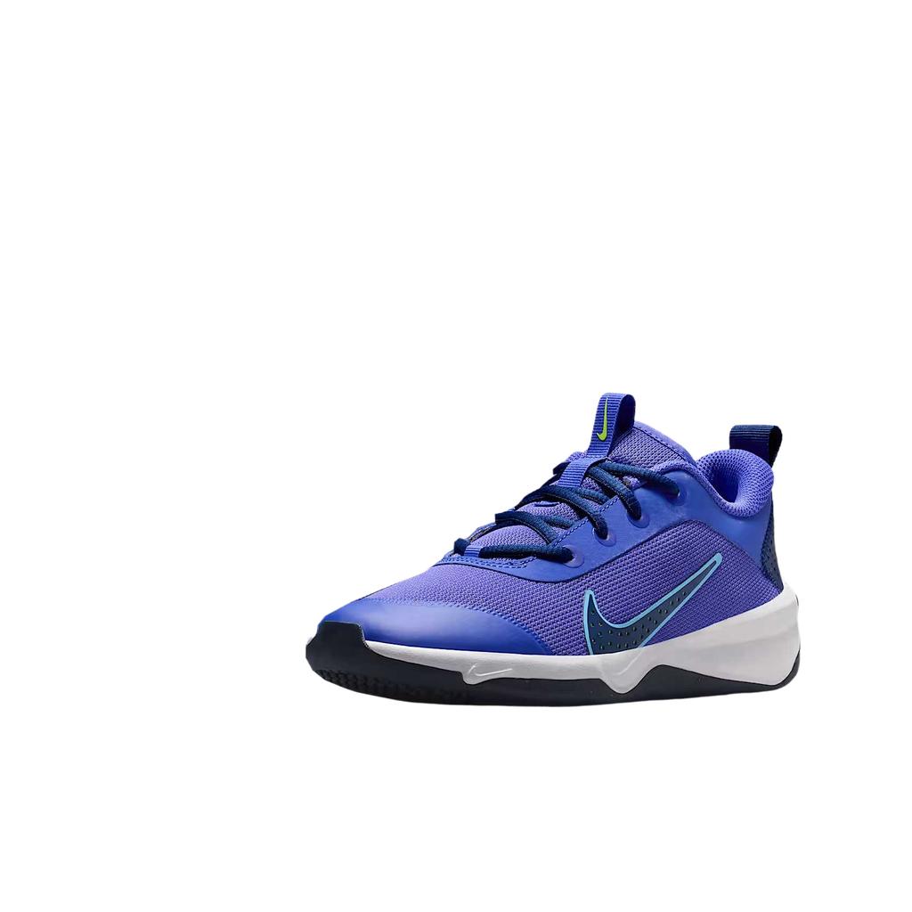 New Nike Omni Multi Court Low Top Kids' Training Shoes Persian Purple/Space Blue/Neon Yellow/University Blue Teenagers DM9027-500