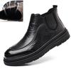 Fashion Man Shoes Classic Business Leather Chelsea Boots Ankle Boots Men Casual British Style Short High-Top Men Cotton Shoes