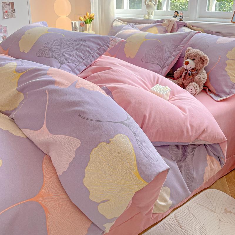 Category A 100% Cotton Brushed Four-Piece Bedding Set, Duvet Cover, Pure Cotton, Spring and Autumn Thickened Bedding