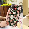 Kickstand Oil Painting Phone Case For ZTE Blade A34 Anti-dust Ring Fashion Design Anti-knock Lanyard Wrist Strap Flower