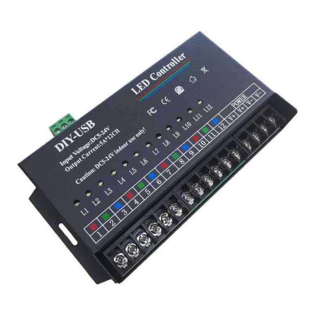 1pc 60A 12-Channel LED Light Programmable Controller Dimmer For Control RGB Monochrome Lights Easy To Install