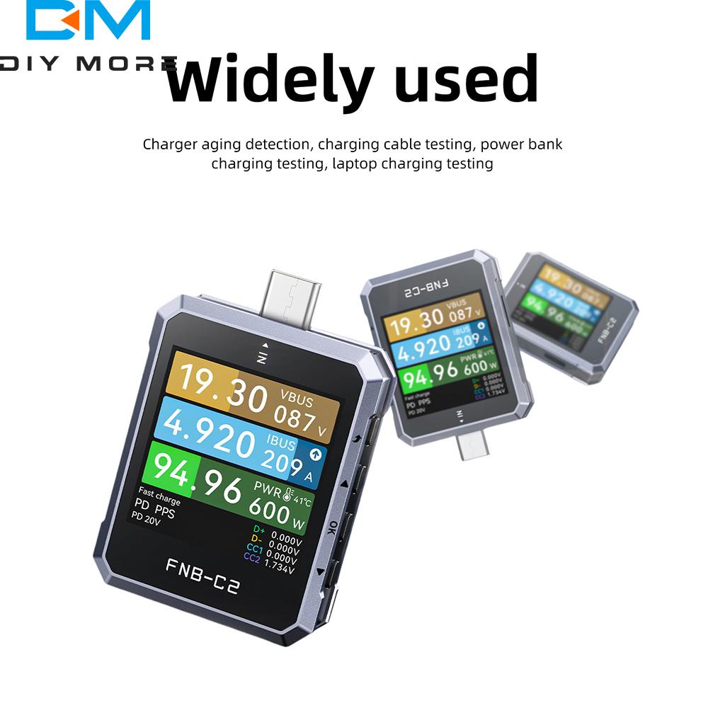 FNIRSI FNB-C2 Type-C Fast Charging Tester PD3.1 240W Max Power Digital Ammeter Voltmeter Charger Power Bank Phone Tester