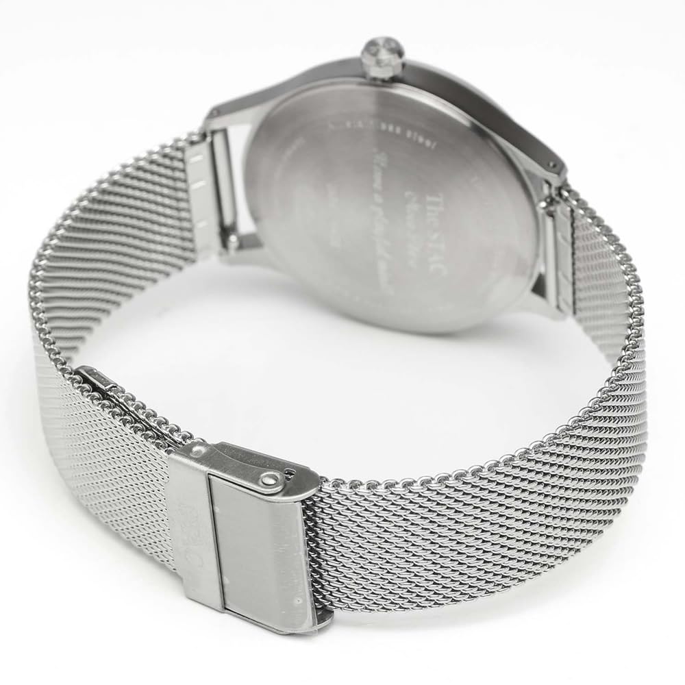 The STAC Made in Japan Domestic Watch 36mm Classic Retro Unisex White Stainless Steel Mesh Belt [The Stack] Men's Women's ST-AR002