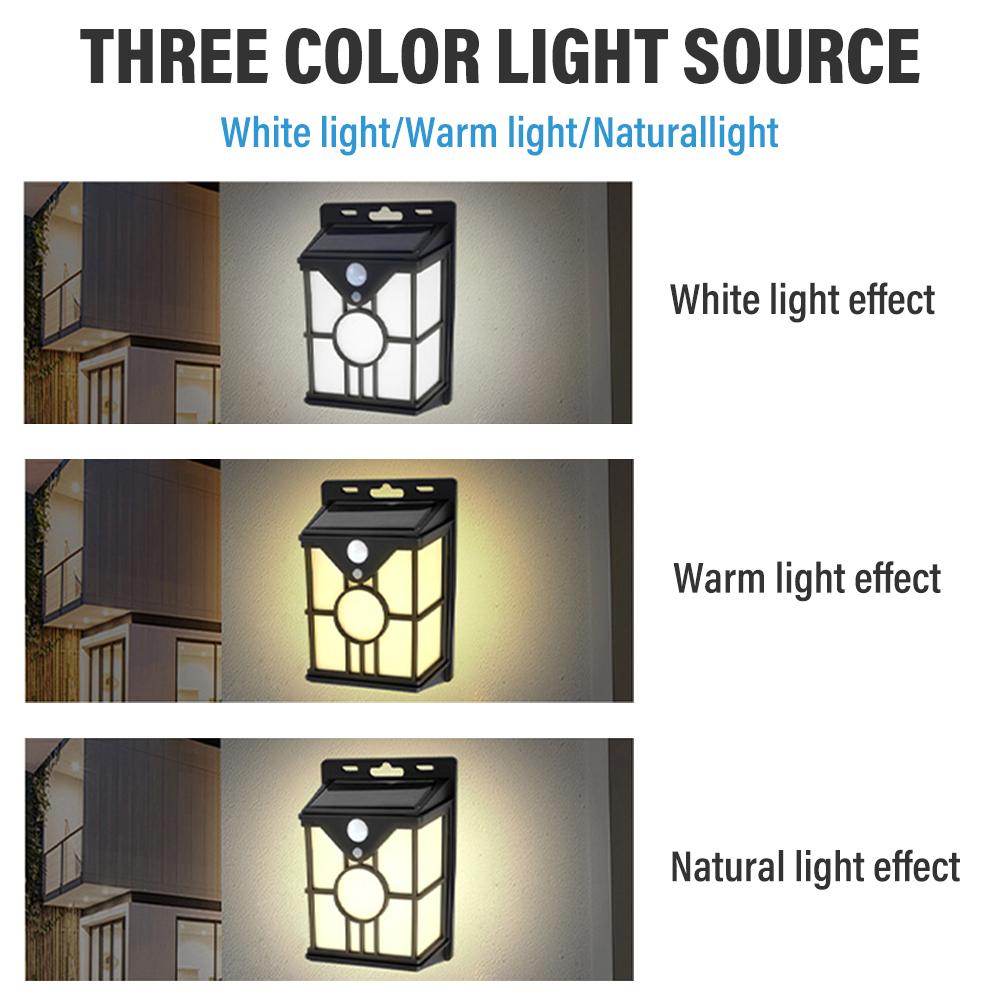 D5 Outdoor Motion Sensor Solar Wall Sconce, Adjustable 3 Light Sources and 3 Light Modes, Intelligent Light Control Solar Lights