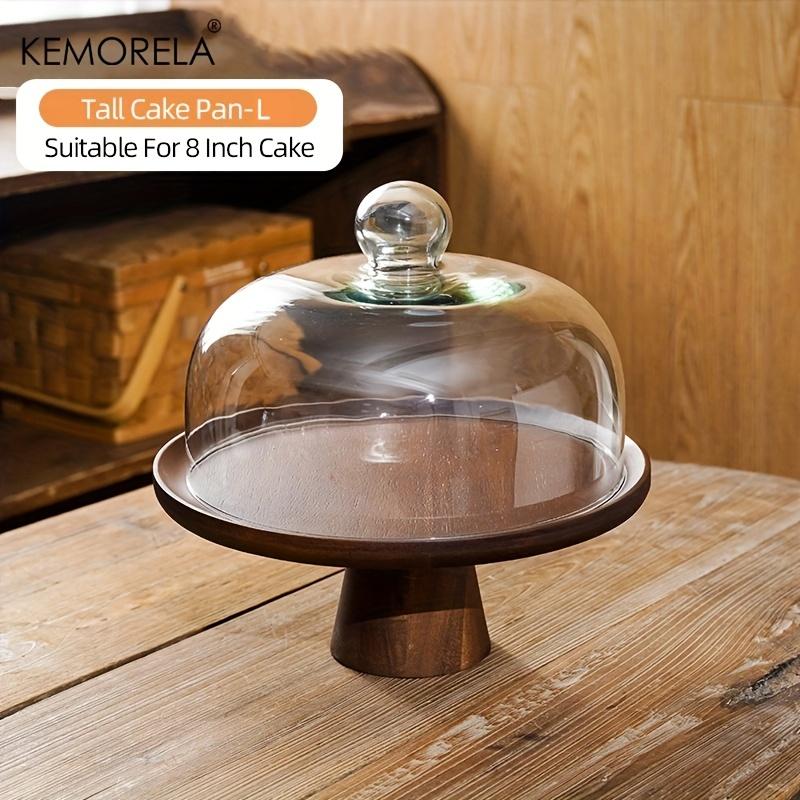 Japanese Wooden Cake Tray Food Storage Box With Glass Lid Kitchen Fruit Cake Dessert Nut Snack Kitchen Storage Box