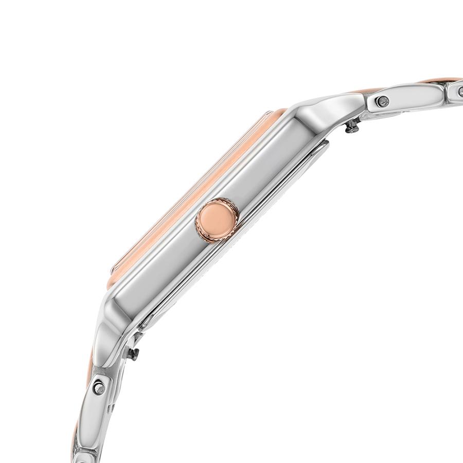 Reloj de mujer con indicador de fecha, movimiento de cuarzo, esfera rectangular, elegante y con estilo, correa de acero inoxidable, reloj de pulsera de negocios ES5222