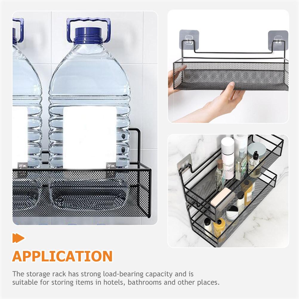 

No Drilling Hanging Wire Basket Bathroom Storage Rack Large Capacity Wall Mounted Organizer Bathroom Shelf Toilet Rack Black 26X14CM