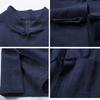 Camicia da Uomo Stile Cinese Retro Tuta Tang - Top a Maniche Lunghe in Lino Cotone