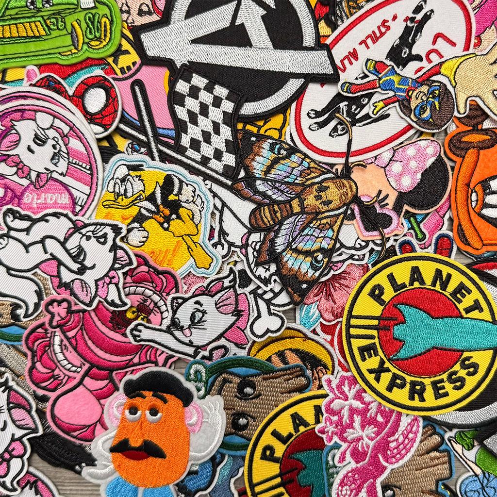 Random 3D Cartoon Embroidered Logo Patches with Puff Embroidery Adhesive Iron-On Heat Transfer Badges for Clothes Hats & Bags