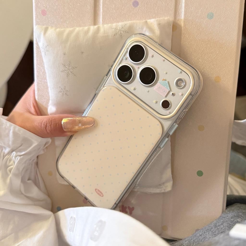 Korean-style polka dot house iPhone 17 Pro Max phone case, transparent for iPhone 16, full protection for iPhone 14, suitable for iPhone 15, cute