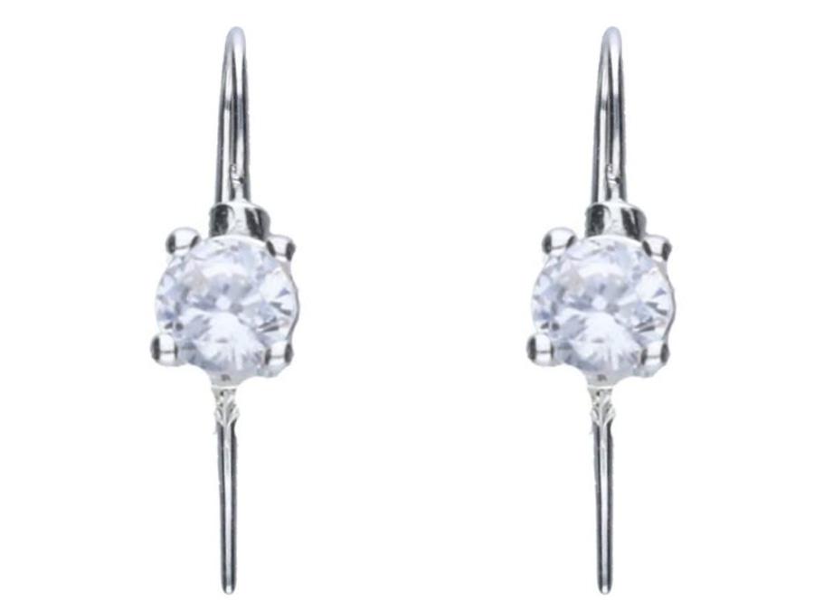 Silver Earrings with Cubic Zirconia Women' Hanging Purple Cubic Zirconia 5mm Silver