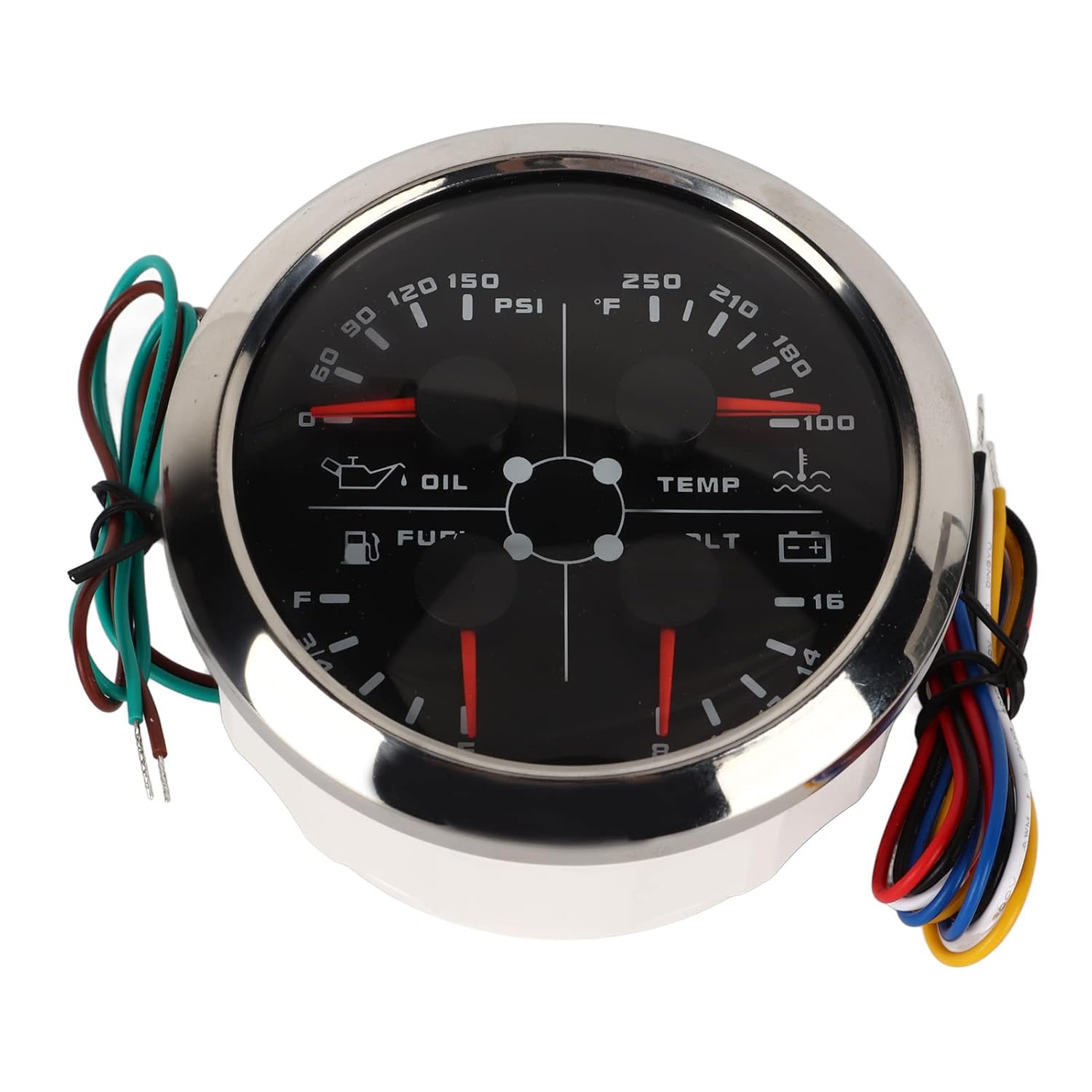Fuel Gauge, Rpm Gauge, Stainless Steel 85mm 4 in1 Universal Guage Fuel Level Oil Pressure Water Temp Meter Tachometer Gauge Fuel Pressure Gauge for