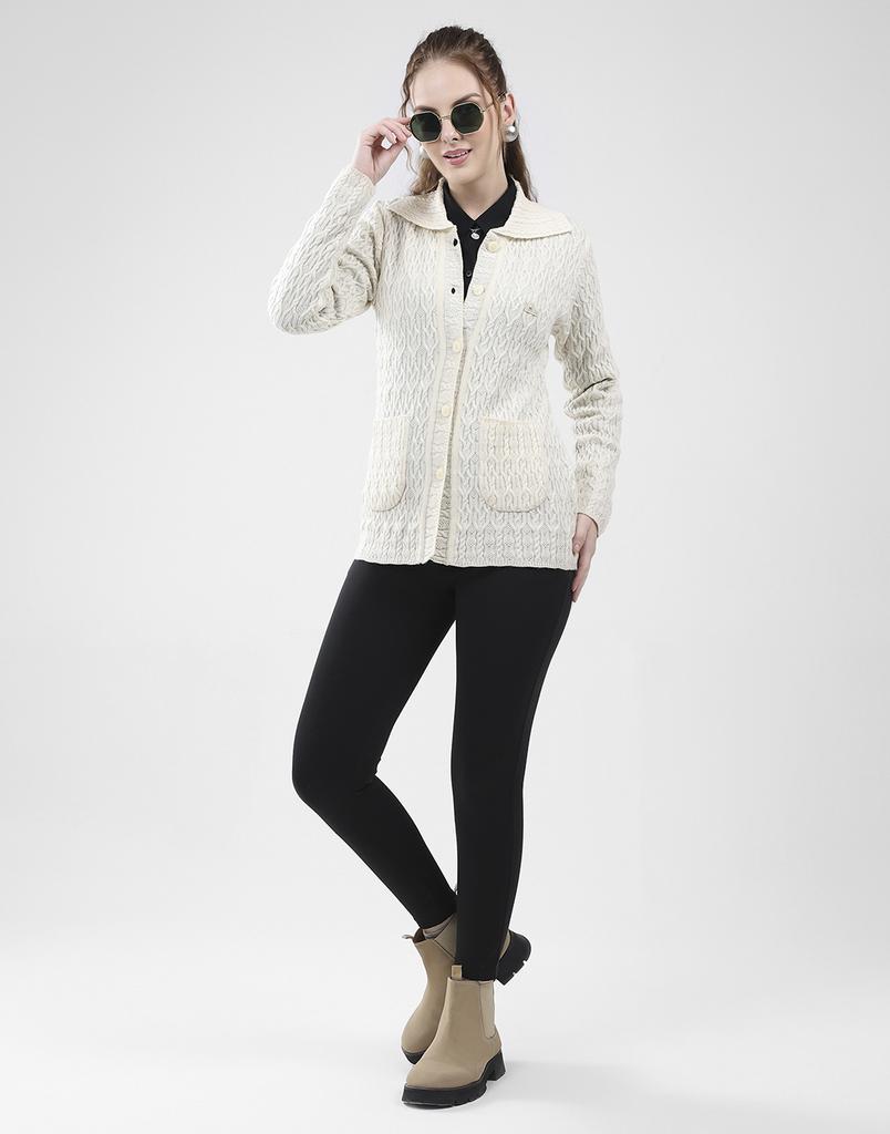 MONTE CARLO Women's Collar Neck Full Sleeves Cardigan