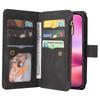 For iPhone 16 Zipper Wallet Case with 15 Card Slots and Strap Leather Phone Cover