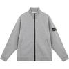 Solid Color Logo Pattern Stand Collar Zip Long Sleeve Jacket Men Jacket Gray 811564351-A0M64