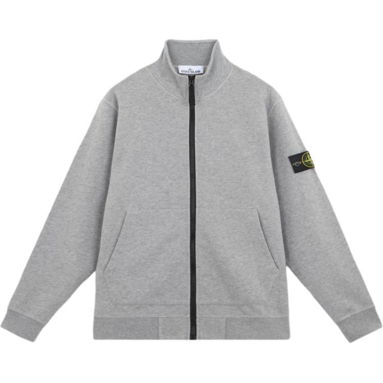 

Stone Island Solid Color Logo Pattern Stand Collar Zip Long Sleeve Jacket Men Jacket Gray 811564351-A0M64 S