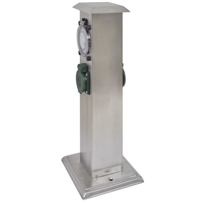 VidaXL Pilier de prise de jardin avec minuterie Acier inoxydable