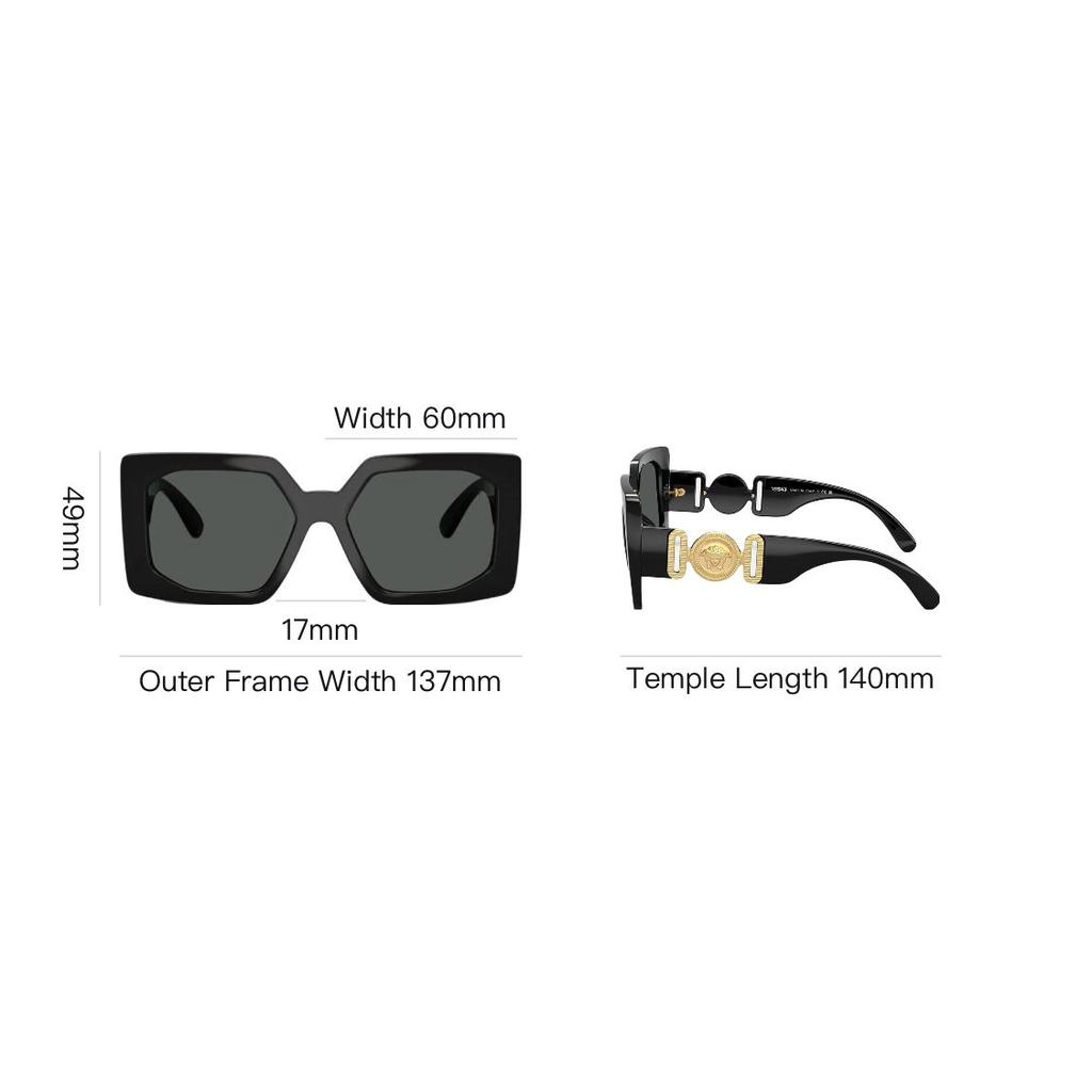 Versace Logo Detail Square Sunglasses Women sunglasses Black O4478U-OGB18755_ONUL
