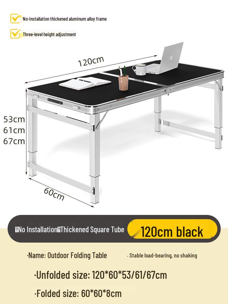 Adjustable Height Aluminum Folding Picnic Table & Chairs Set for Outdoor Camping & BBQ