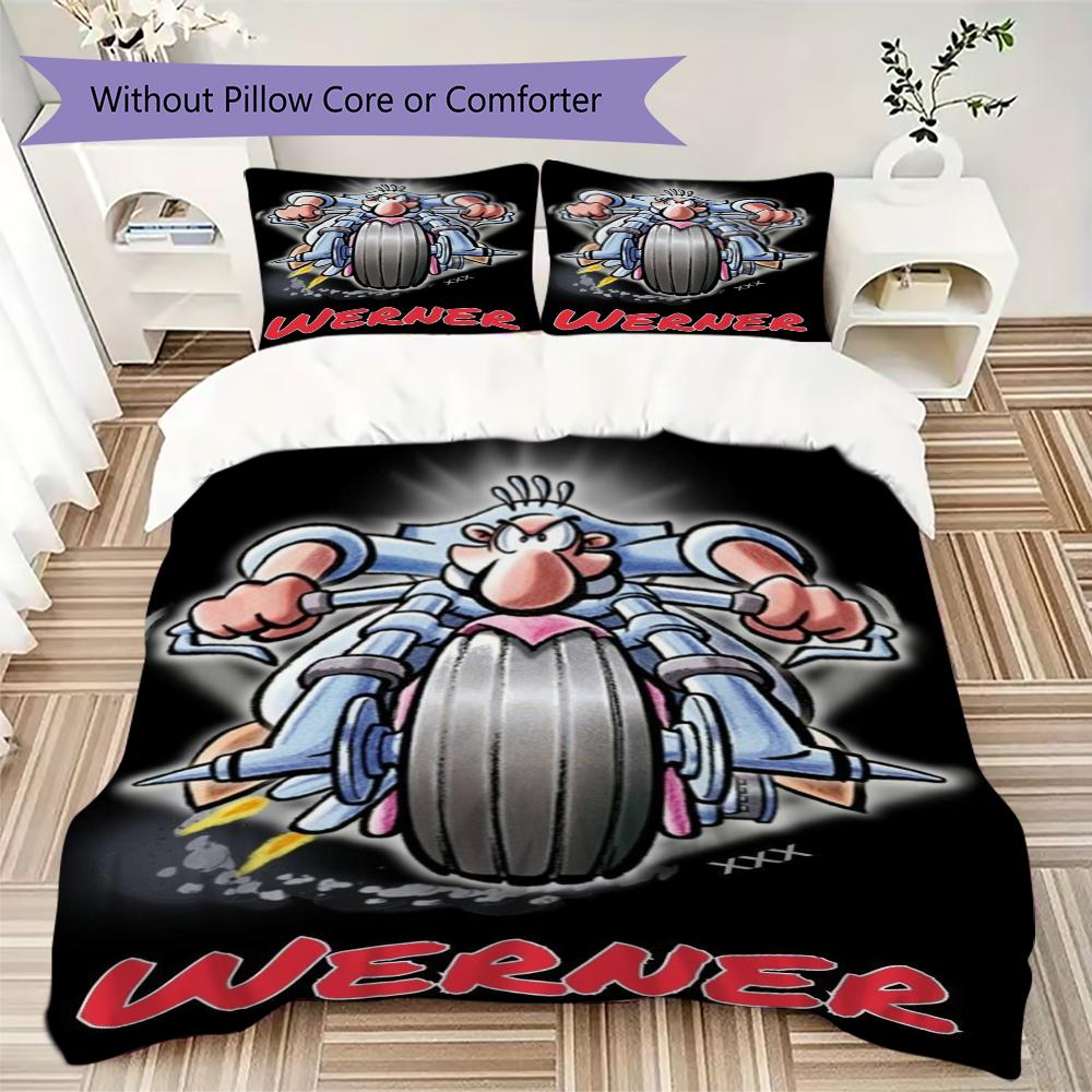 Werner Comic Pattern Bedding uilt Set uilt Cover Pillowcase Home Decoration Birthday Gift (1 * duvet cover + 2 * pillowcase without core)245