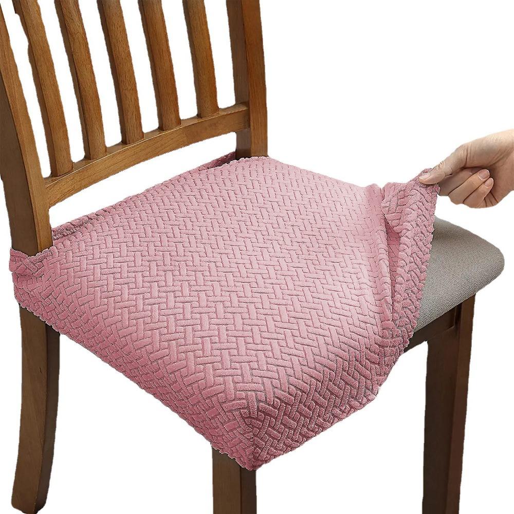 Stretchable Jacquard Chair Cover Pure Color Elastic Seat Covers for Hotel Home Dining Chairs