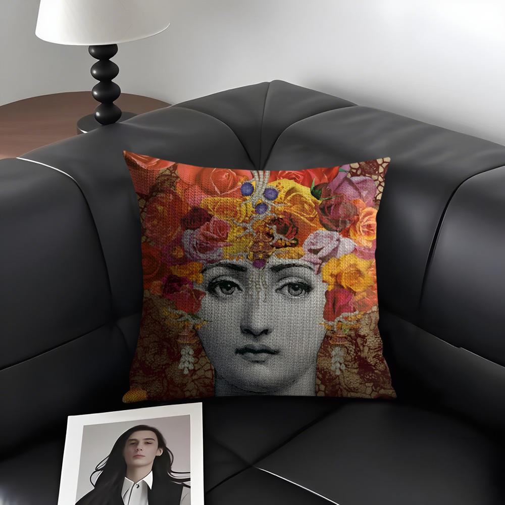 Abstract Women Simple Art Cushion Cover Natural Linen Organic Fabric DoubleSided Printing Sofa Home Decor Gift Pillow Case