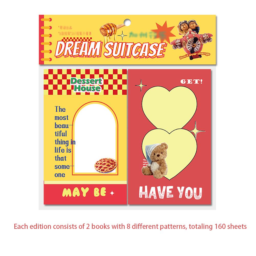

160 sheets Dream travel suitcase notebook, Korean retro, tear off message note pad, can be used as decorative material