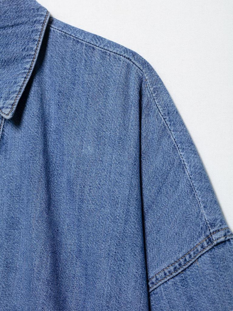 Spring 2025 Women's European and American Style Wide Sleeve Denim Shirt with Casual Long Pants