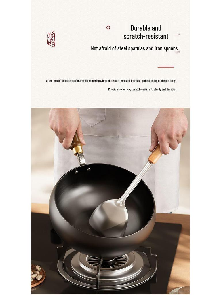 SPUCR Supugu Antihaft-Großer Bauch-Eisenkochtopf & Wok für Induktionsherde