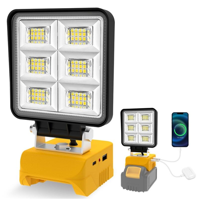 2Pcs Cordless Emergency Camping Job Site Spotlight Cordless LED Work Light with Type C USB Port High Brightness