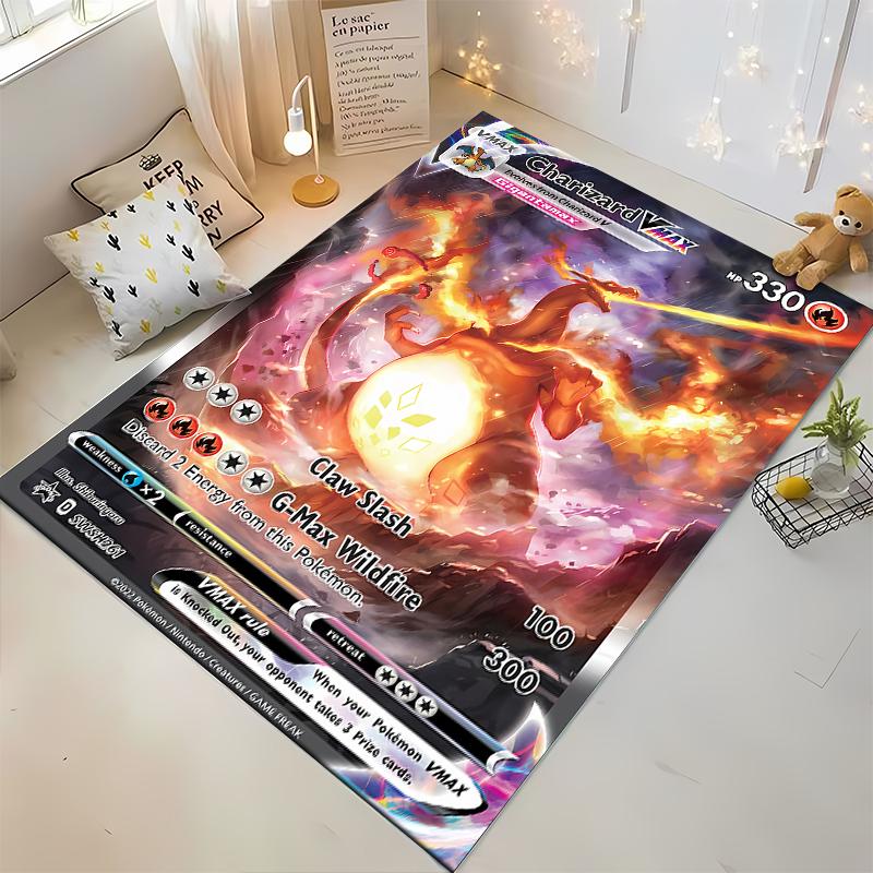 Potdemiel Japanese Anime Pokemon Charizard Card Pattern Carpets Bedroom Mats Rug Bedroom Decor Carpet Crawl Mat Christmas Gift