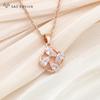 Trendy Elegant Natural Water Drop Zircon Dangle Earrings Rose Gold Color Jewelry Sets For Women Personality Party  Pendant Necklace