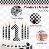 1/6/12/13 Pcs Racing Cars Themed Birthday Candles Black and White Race Number Checkered Candle Cake Topper for Racing Car Party