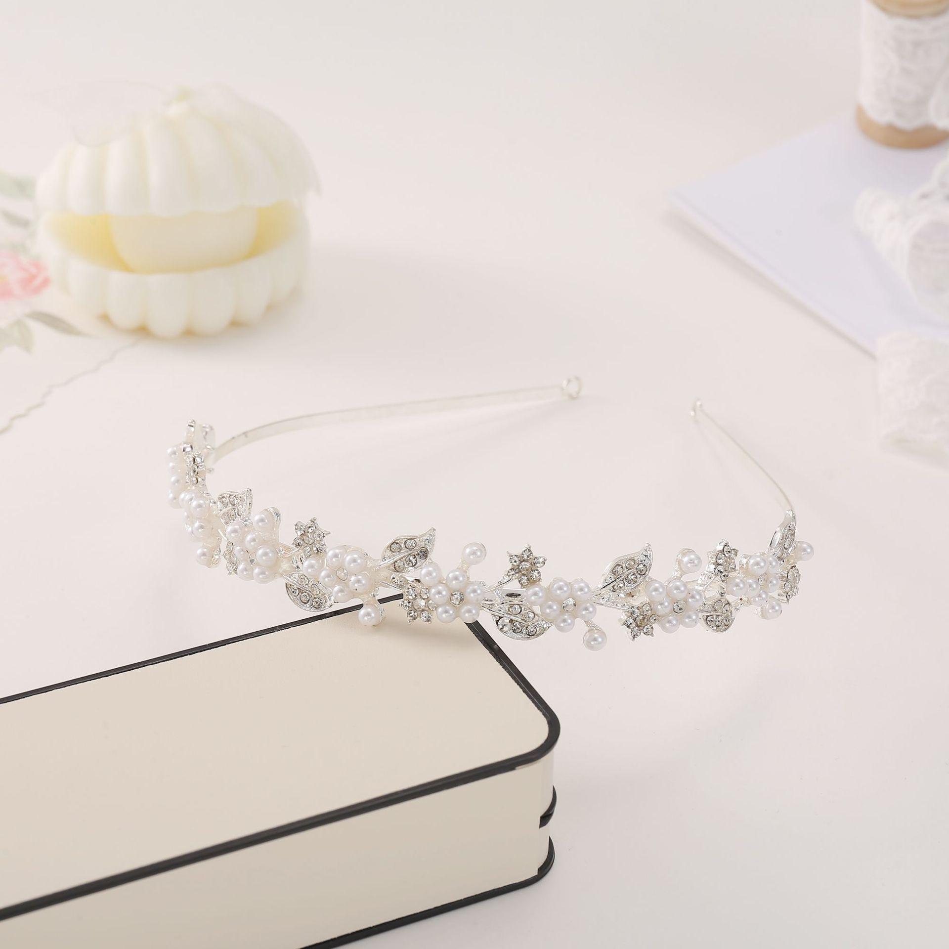 Korean Style Rhinestone Headband for Brides - Elegant Cross-border Accessory Alloy
