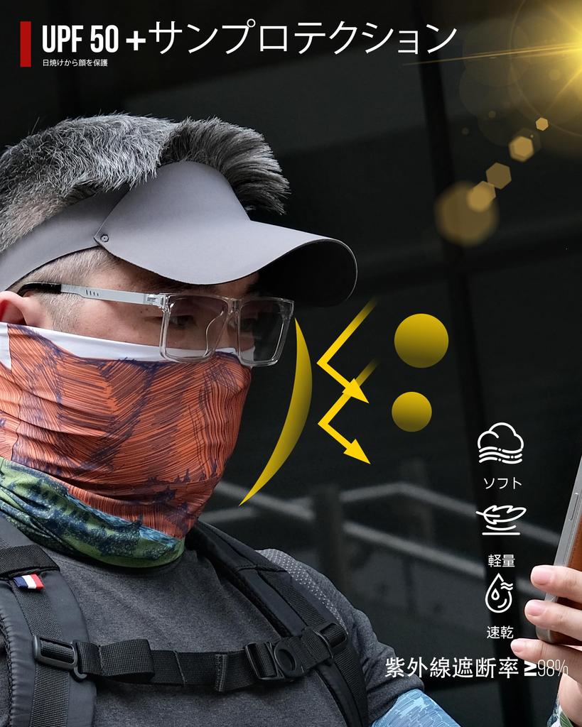 RIDEIRON Ochrana tváre, Tvár, Ochrana pred slnkom, UPF 50+, Chladivá na dotyk, Absorbujúca pot,