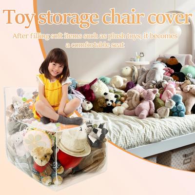 Bean Bag Chair Cover Clear PVC Bean Bag Cover Waterproof Toddler Bean Bag Chair Cover Large Capacity Stuffed Animal Bean Bag