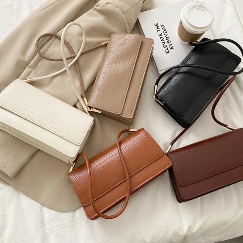 Měkká PU kůže Dámská taška přes rameno v retro stylu Malé kabelky a nákupní tašky pro ženy Spojkové kabelky a peněženka Dámská