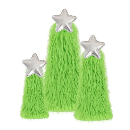 Grüne Plüsch Weihnachtsbaumschmuck Weiche Fellige Weihnachtsdeko mit Sternspitze Feiertags-Tischdekorationen Partyzubehör