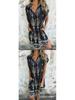 European & American Summer Casual Short-Sleeved Cotton Linen Shirt Dress with Pocket Print for Women