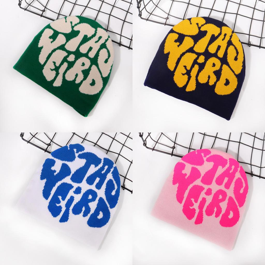 Fashion Letter Pattern Women Casual Warm Knitted Hat For Fall And Winter Streetwear Fans