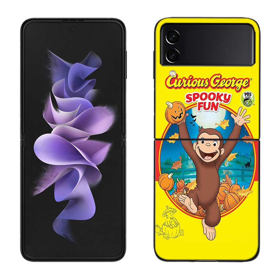 

Curious G-Georgeser-m-Monkeis Phone Case For Samsung Z Flip 7 6 5G Galaxy Z Flip 5 4 3 Black Hard Cell Cover Luxury PC Shell Co Samsung Z Flip 5 5G