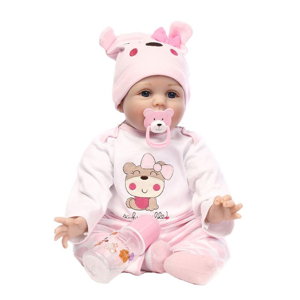 22’’ Baby Cuddle for Doll Reborn Realistic Toddler Girl for Doll Lovely Heavyweight Lifelike Toy for W/ Blue/Brown Eyes